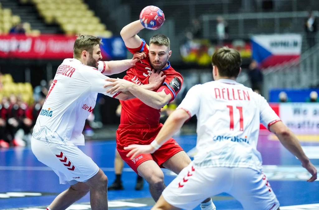 Lukáš Mořkovský - rozgrywający Górnika Zabrze i reprezentacji Czech. Tu w meczu ze Szwajcarią