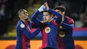 Po bramce Gaviego (w środku) Barcelona objęła prowadzenie już w trzeciej minucie