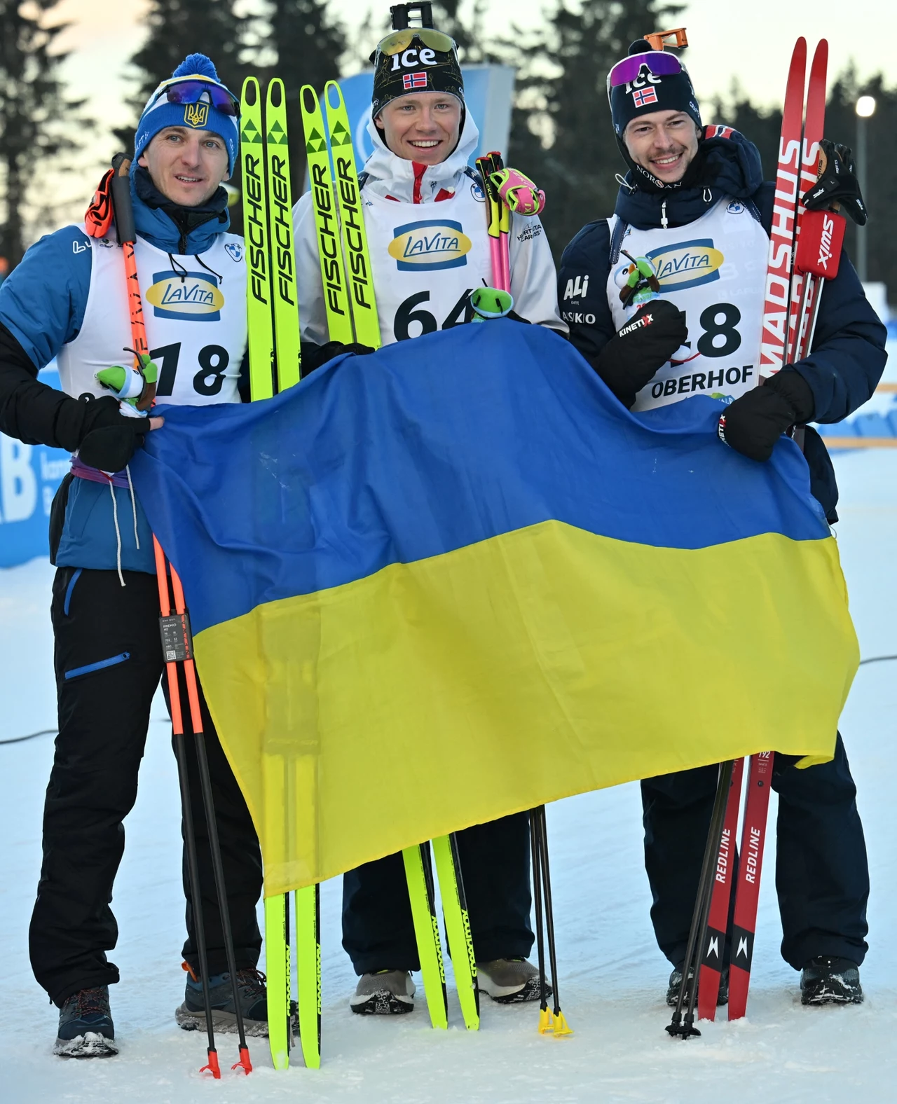 Od lewej: Dmytro Pidruczny, Martin Uldal i Sturla Holm Laegreid Od lewej: Dmytro Pidruczny, Martin Uldal i Sturla Holm Laegreid