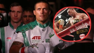 Ołeksandr Usyk (z lewej), w kółku Kevin Lerena