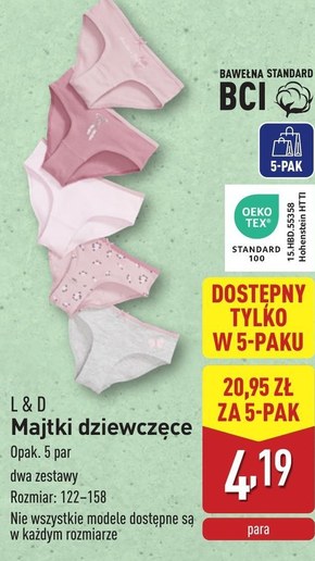 Majtki dziewczęce L & D niska cena