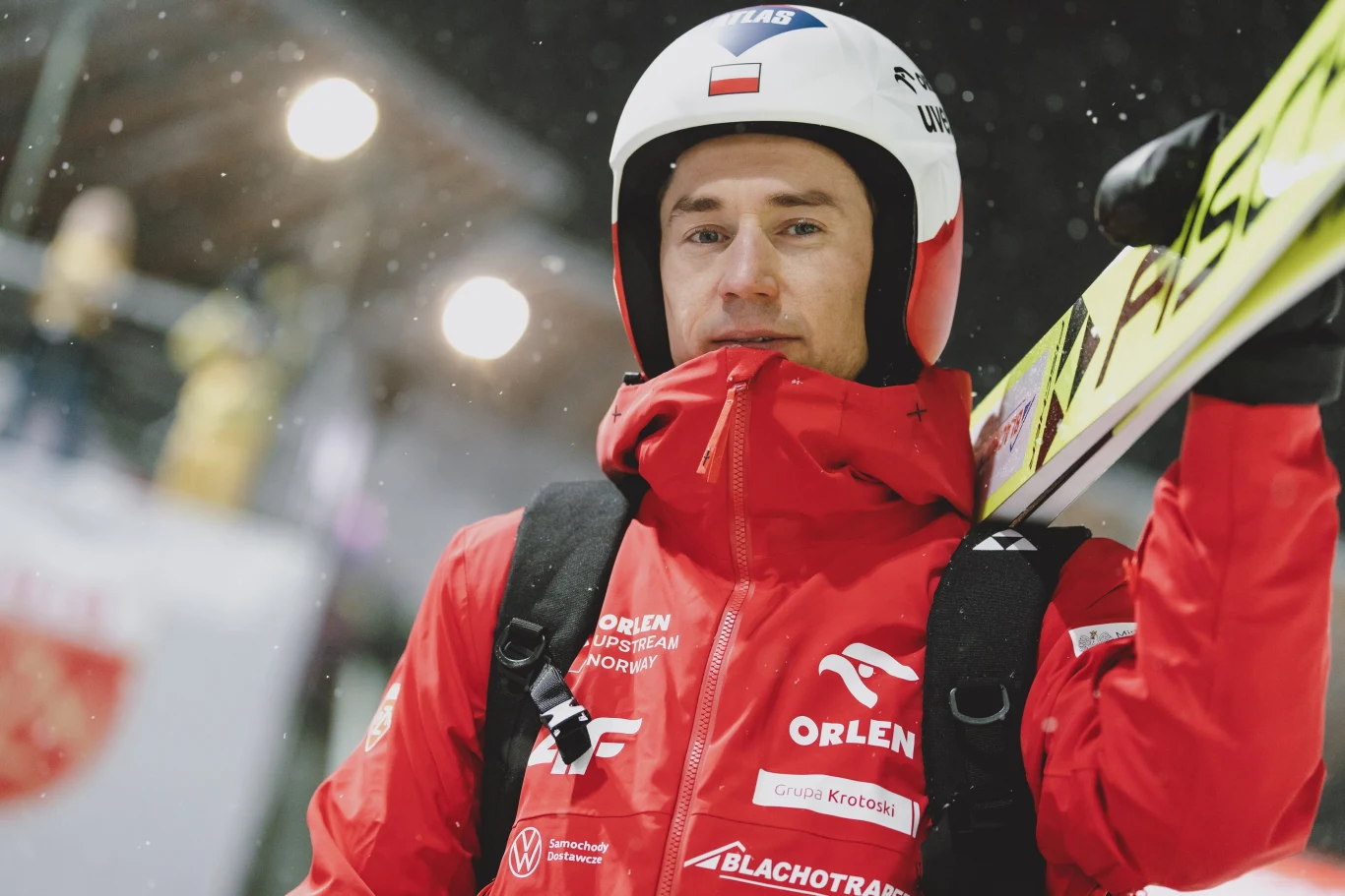 Kamil Stoch podczas zawodów Pucharu Świata w Wiśle