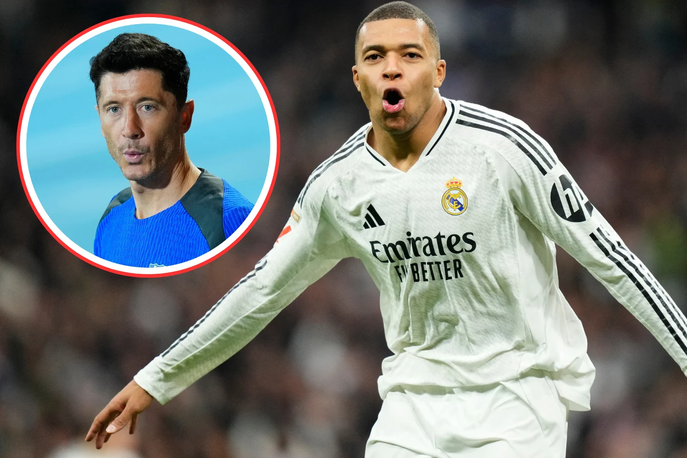 Snajper FC Barcelona Robert Lewandowski oraz gwiazdor Realu Madryt - Kylian Mbappe