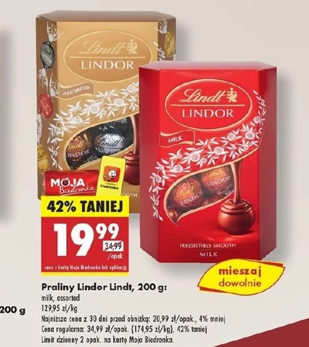 Lindt Lindor Praliny z czekolady mlecznej 200 g