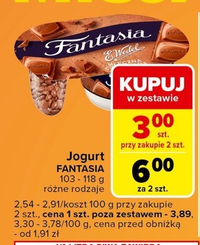 Fantasia Jogurt kremowy mleczna czekolada 104 g  niska cena