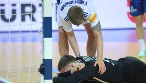 Klemen Ferlin, bramkarz Słowenii i Industrii Kielce, znokautowany przez rywala już na początku meczu z Islandią