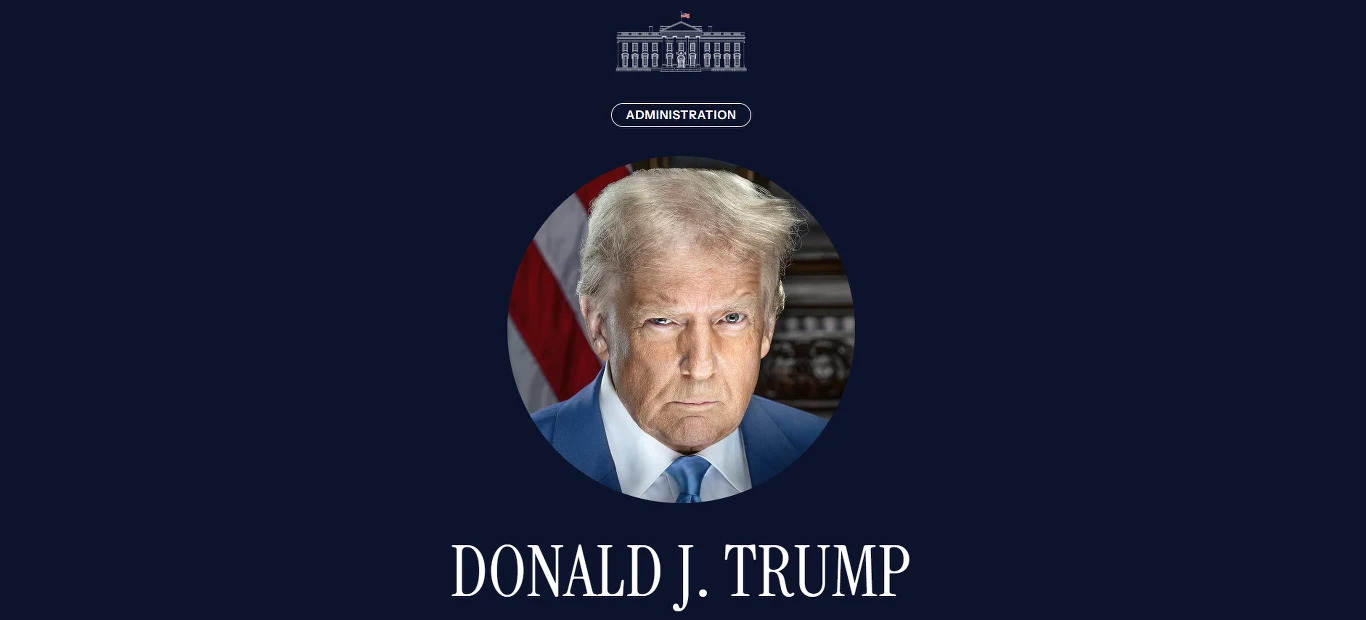 Zdjęcie Donalda Trumpa na oficjalnej stronie Białego Domu