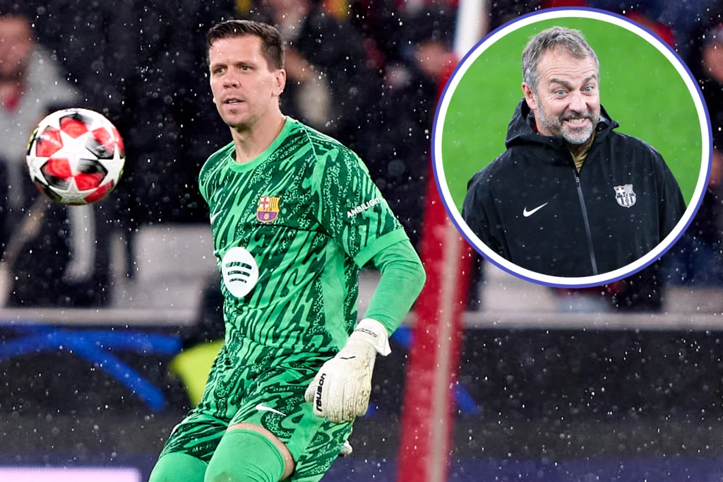 Bramkarz Wojciech Szczęsny i trener FC Barcelona Hansi Flick Bramkarz Wojciech Szczęsny i trener FC Barcelona Hansi Flick