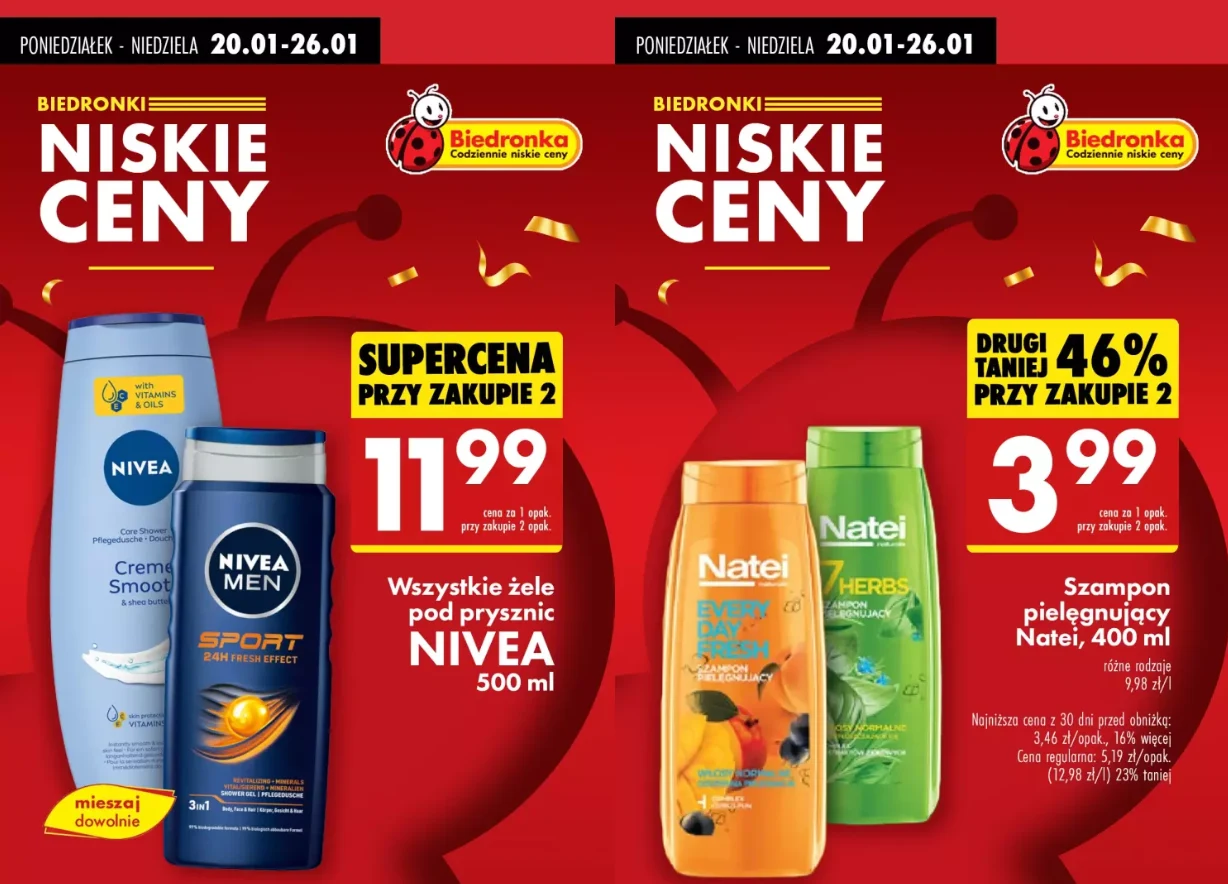 Obniżki do 66%! Żele i szampony w Biedronce teraz w wyjątkowych cenach! Obniżki do 66%! Żele i szampony w Biedronce teraz w wyjątkowych cenach!