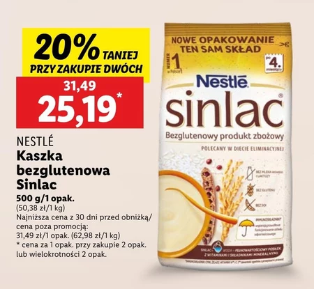 Nestlé Sinlac Bezglutenowy produkt zbożowy po 4. miesiącu 500 g