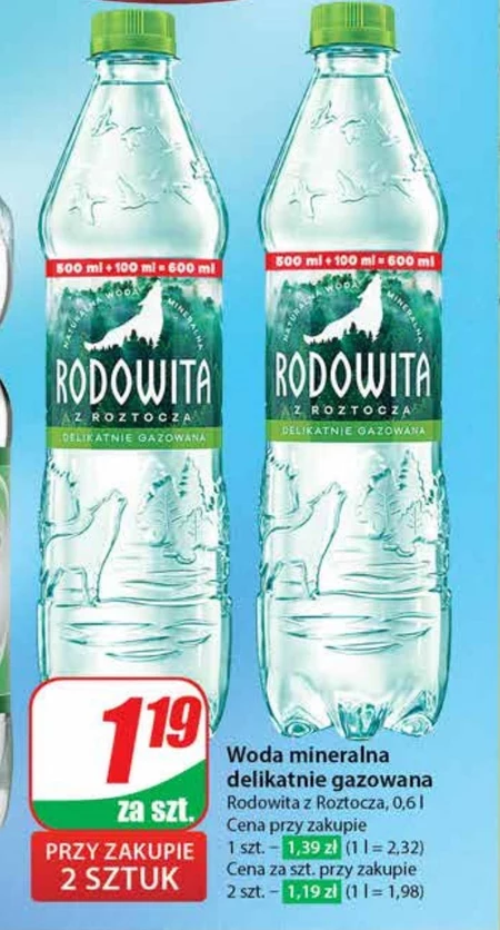 Rodowita z Roztocza Naturalna woda mineralna gazowana 0,6 l