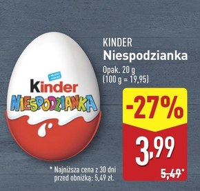 Kinder Niespodzianka Słodkie jajko z niespodzianką pokryte czekoladą mleczną 20 g niska cena