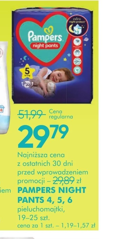 Pampers Night Pants Pieluchomajtki rozmiar 6, 19 pieluszek, 13kg+