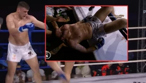 Rafał Witkowski sekundy po tym, jak wypadł poza ring