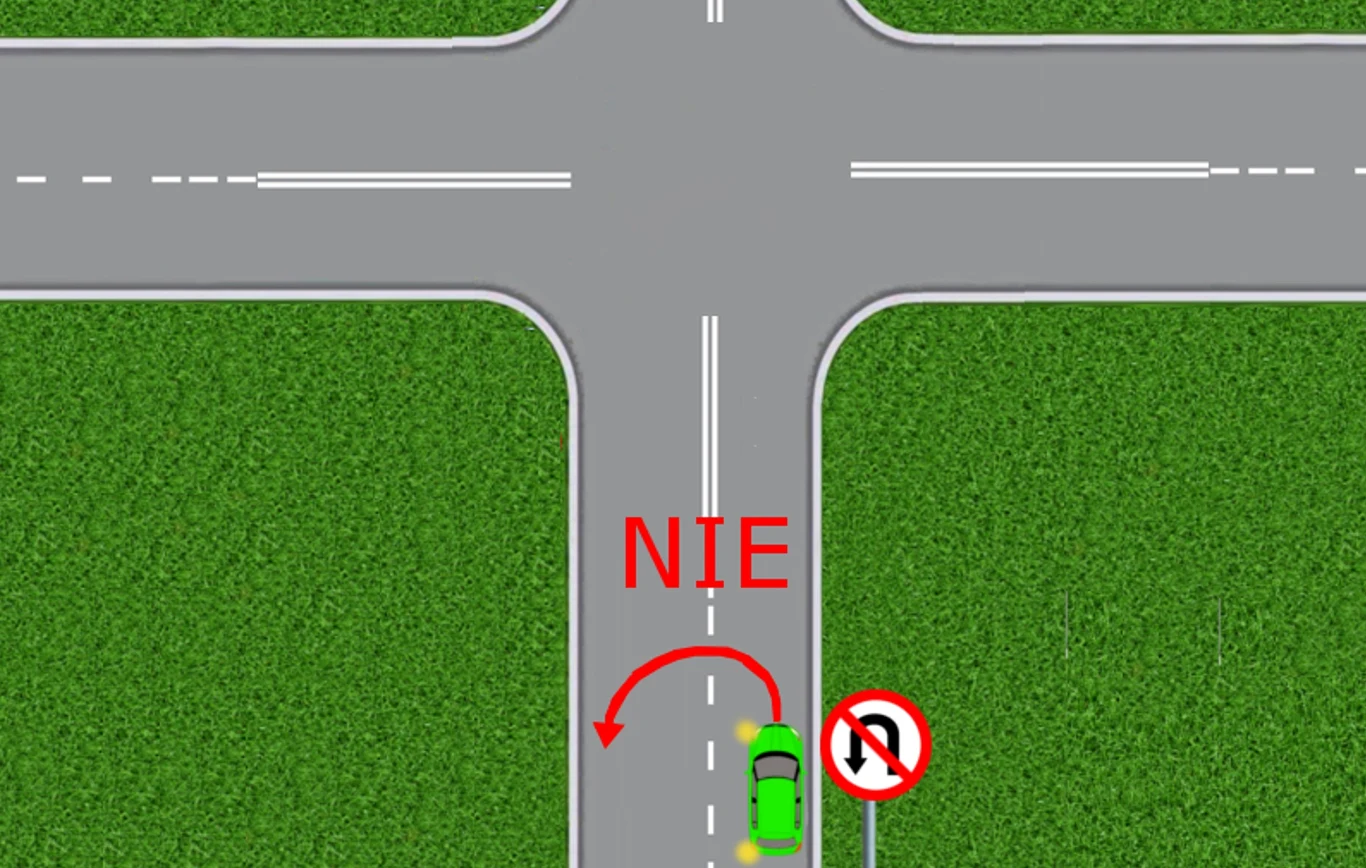 Zakaz zawracania zaczyna obowiazywać za znakiem