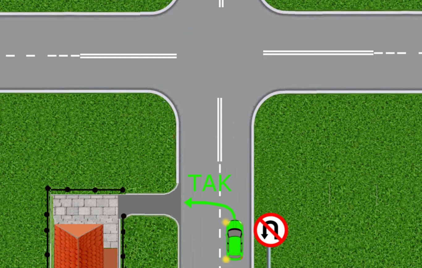 Za znakiem zakazu zawracania można też wykonać skręt do posesji