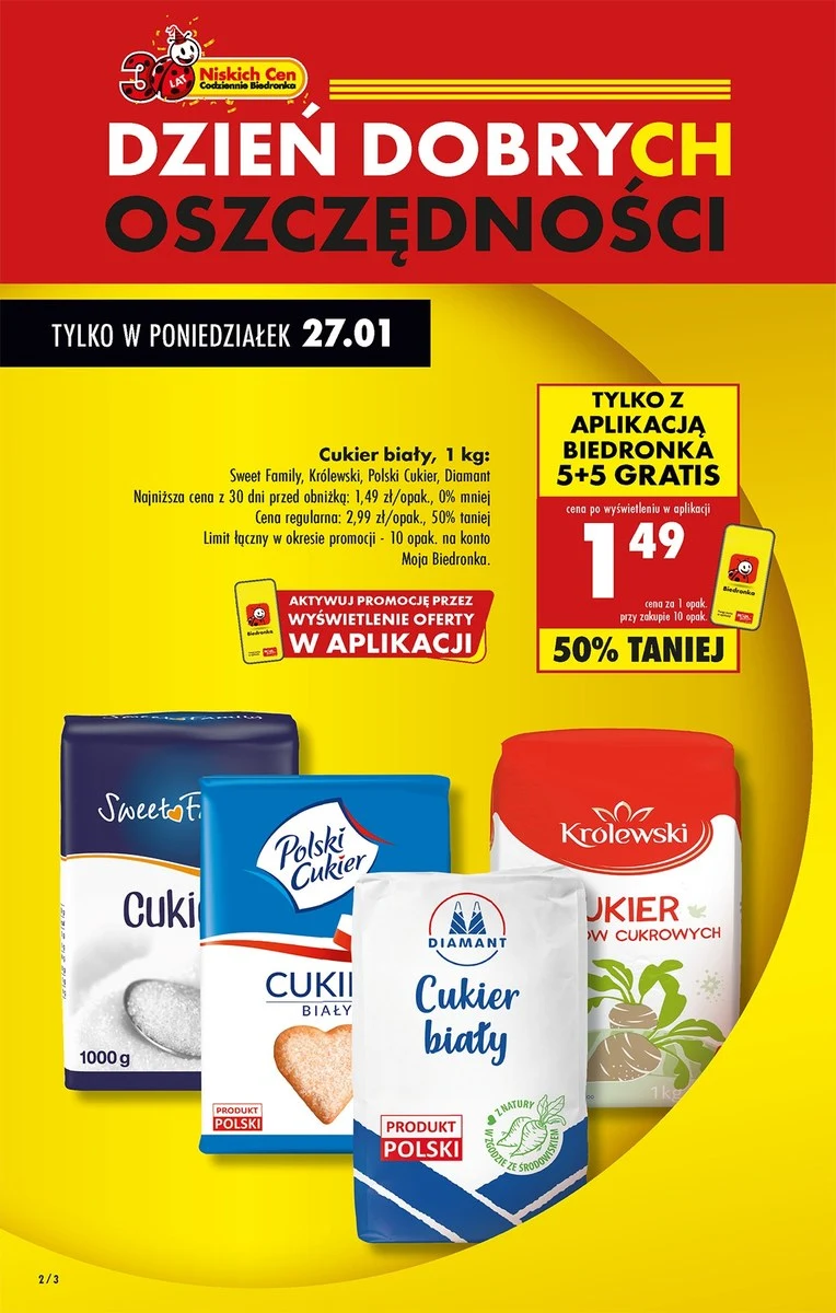 Cukier 5+5 gratis w Biedronce Cukier 5+5 gratis w Biedronce