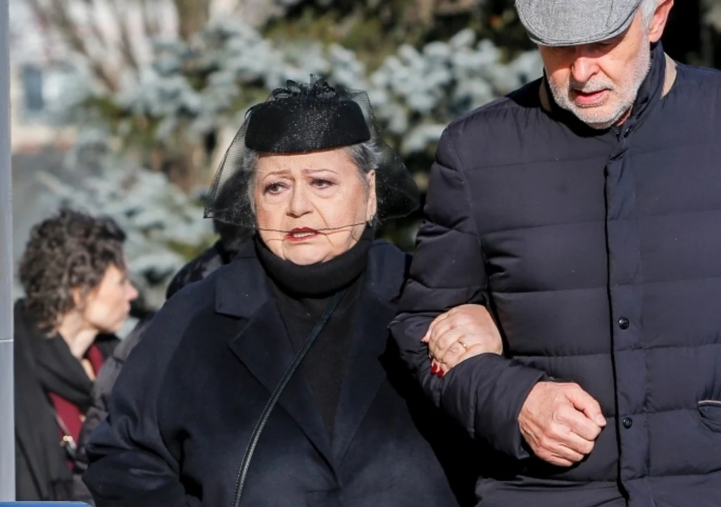 Ewa Bem na pogrzebie męża