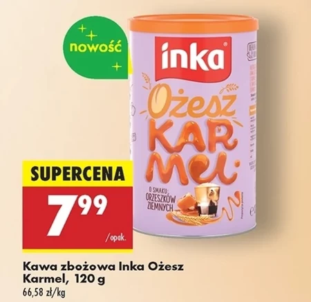 Inka Rozpuszczalna kawa zbożowa z karmelem o smaku orzeszków ziemnych 120g