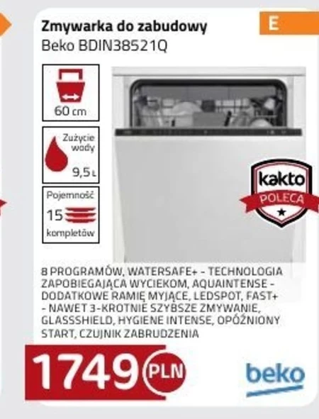 Zmywarka do zabudowy Beko