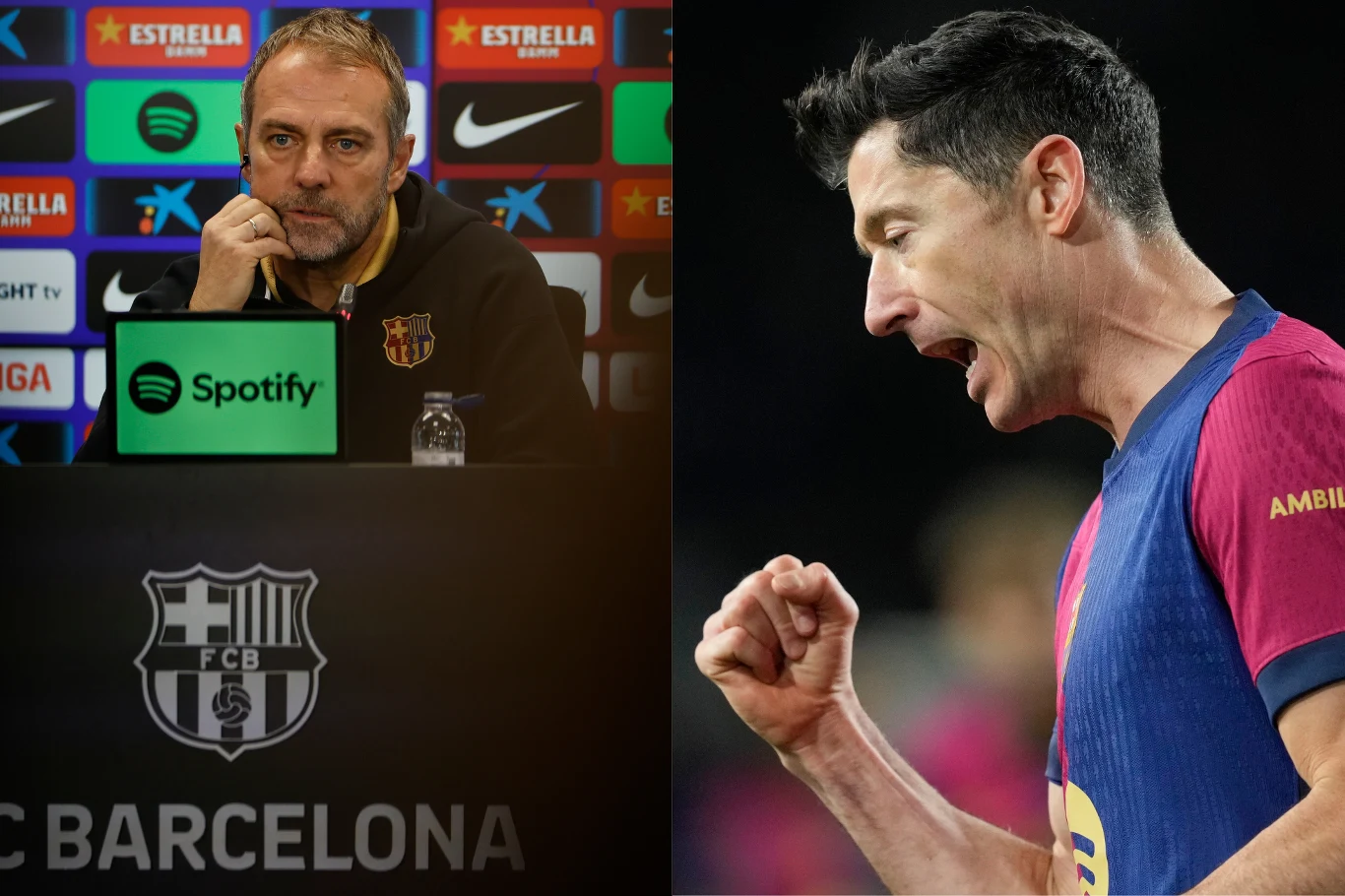 Na zdjęciu trener FC Barcelona Hansi Flick oraz Robert Lewandowski Na zdjęciu trener FC Barcelona Hansi Flick oraz Robert Lewandowski