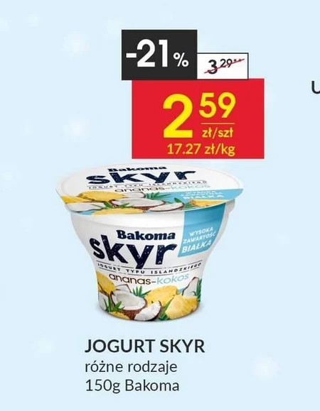 Bakoma Skyr Jogurt typu islandzkiego ananas-kokos 150 g
