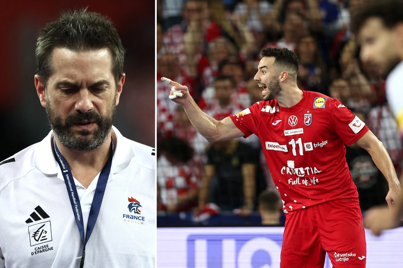 Zvonimir Srna (z prawe) triumfował, z całą reprezentacją Chorwacji. A dla trenera Francji Guillaume'a Gille'a to ogromna wpadka Zvonimir Srna (z prawe) triumfował, z całą reprezentacją Chorwacji. A dla trenera Francji Guillaume'a Gille'a to ogromna wpadka