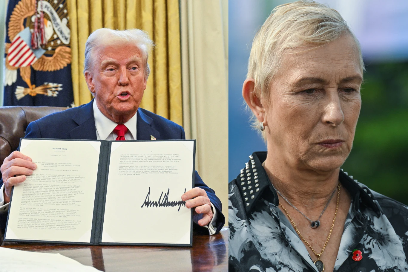 Na zdjęciu prezydent USA Donald Trump oraz legenda tenisa Martina Navratilova