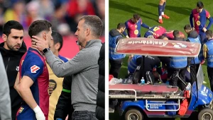 Chwila grozy w meczu "Barcy", medycy na boisku. To był koniec występu
