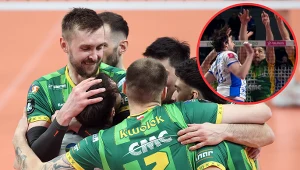 Podczas meczu z Wartą Zawiercie Kamil Kwasowski "zahaczył" rywala (w kółeczku)