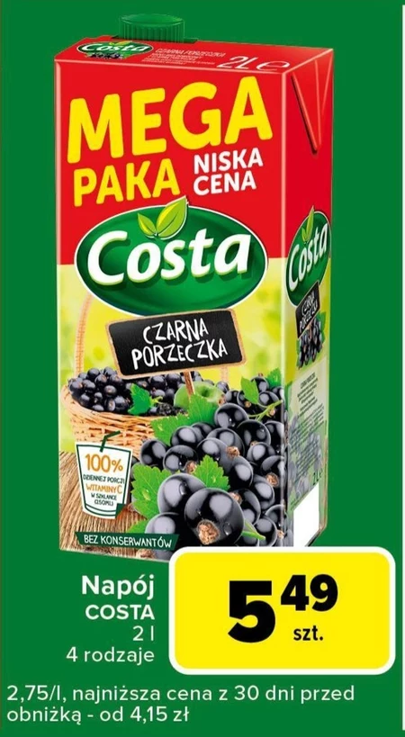Costa Napój pomarańcza 2 l