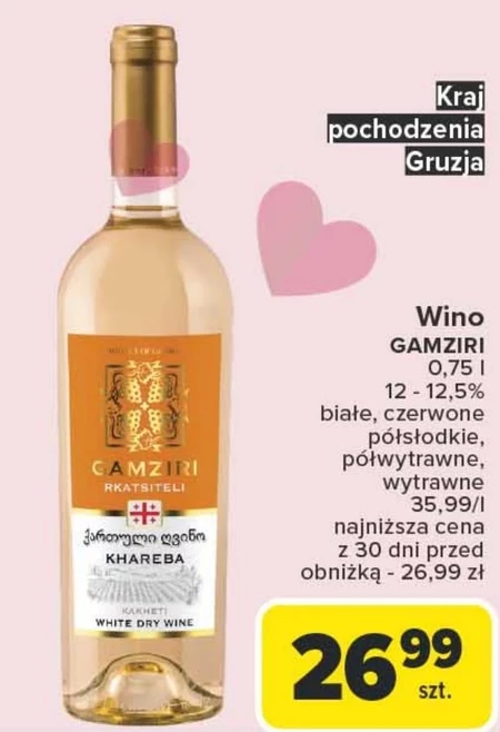 Wino półsłodkie Gamziri