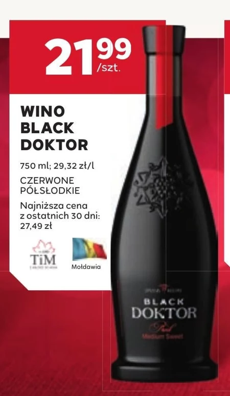 Wino półsłodkie Black Doktor