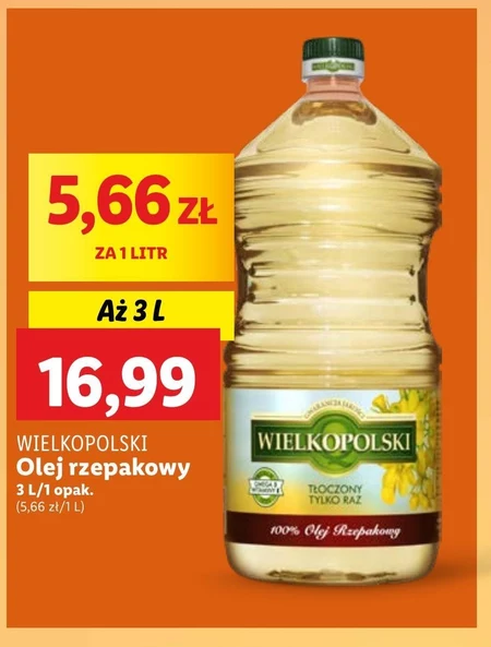 Wielkopolski Olej rzepakowy 100% 3 l