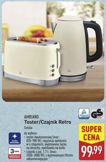 Toster i czajnik retro Ambiano w Aldi 