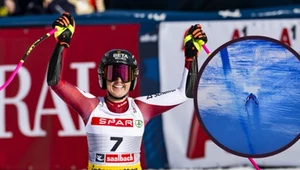 Radość Stephanie Venier, a w ramce groźna sytuacja z udziałęm Maryny Gąsienicy-Daniel