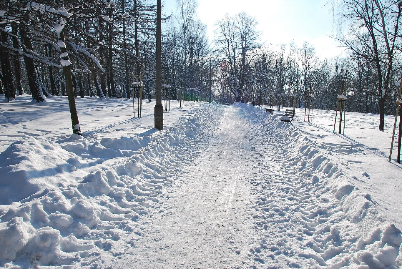 Park generała Zaruskiego w Łodzi, zima