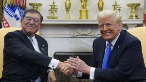 Prezydent USA Donald Trump meets i premier Japonii Shigeru Ishiba