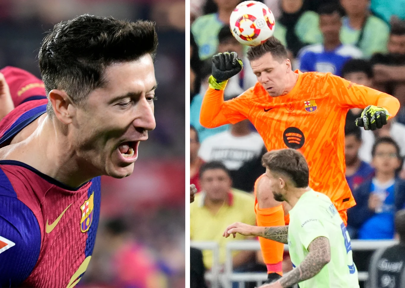 Na zdjęciu Polacy w barwach FC Barcelona - Robert Lewandowski i Wojciech Szczęsny Na zdjęciu Polacy w barwach FC Barcelona - Robert Lewandowski i Wojciech Szczęsny