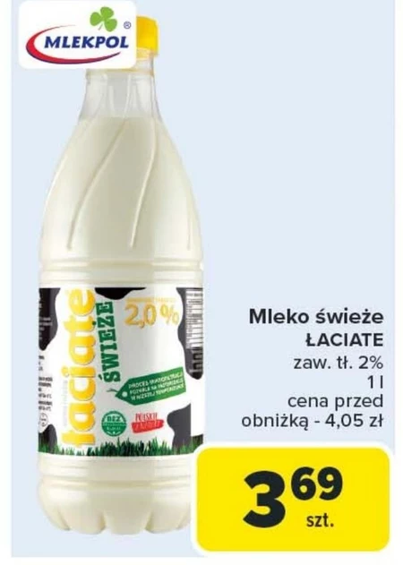 Łaciate Mleko świeże 2,0 % 1 l