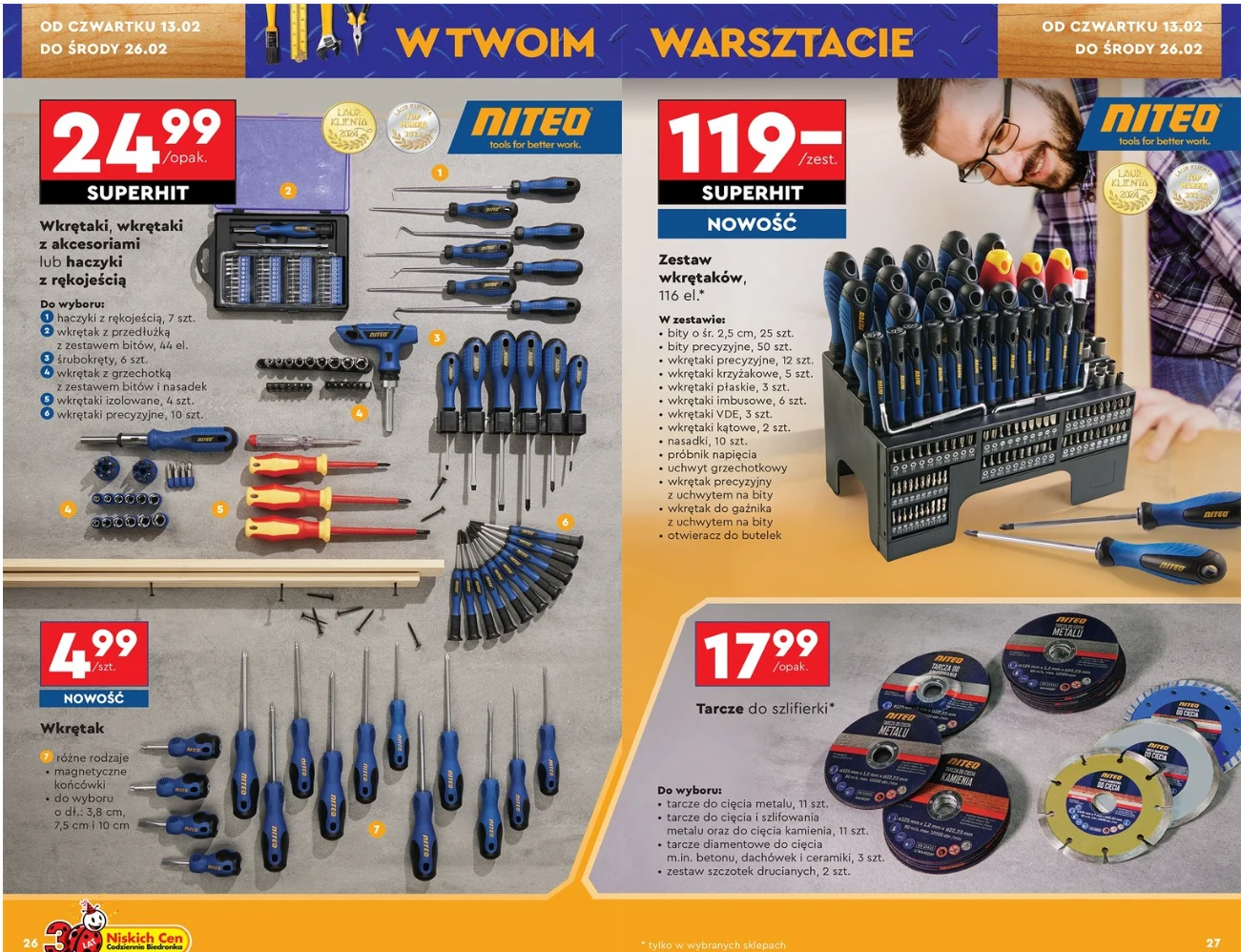 Wkrętaki, śrubokręty i zestawy akcesoriów