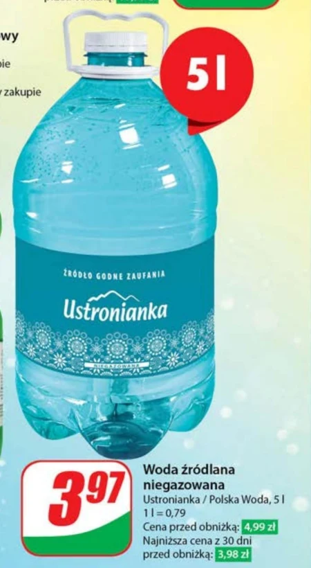 Ustronianka Woda źródlana niegazowana 5 l