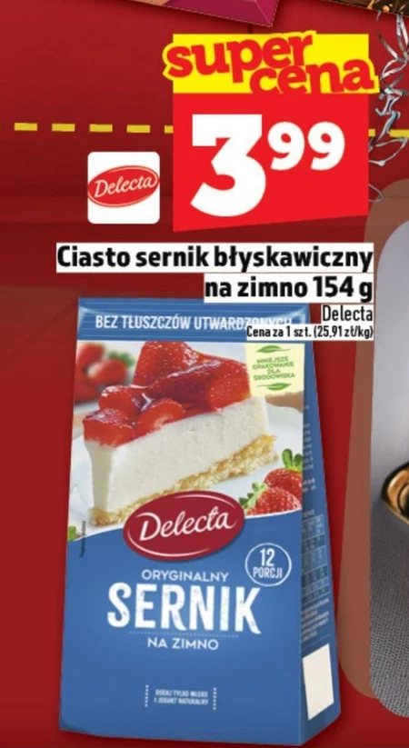 Delecta Oryginalny sernik na zimno mieszanka do przygotowania ciasta 154 g