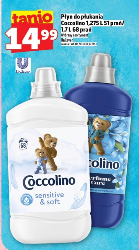Coccolino Sensitive & Soft Płyn do płukania tkanin koncentrat 1700 ml (68 prań)