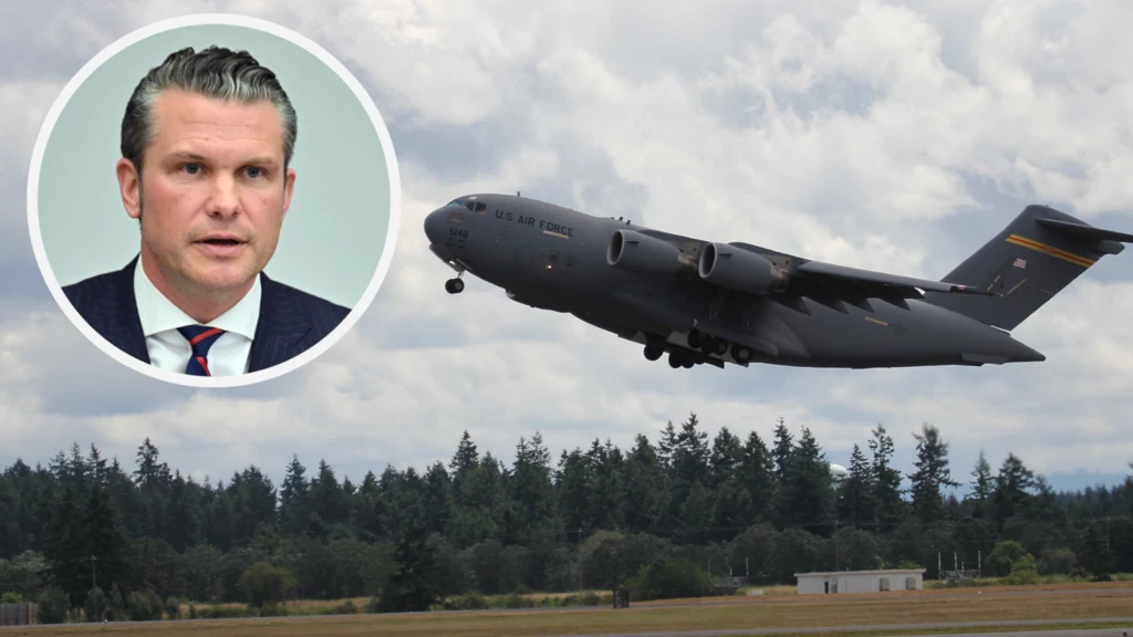 Amerykański sekretarz Pete Hegseth przyleciał do Europy w specjalnej kapsule na pokładzie samolotu C-17 Globemaster 