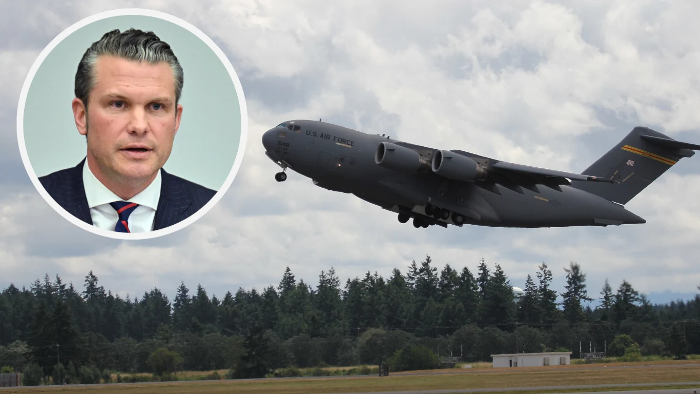 Amerykański sekretarz Pete Hegseth przyleciał do Europy w specjalnej kapsule na pokładzie samolotu C-17 Globemaster Amerykański sekretarz Pete Hegseth przyleciał do Europy w specjalnej kapsule na pokładzie samolotu C-17 Globemaster