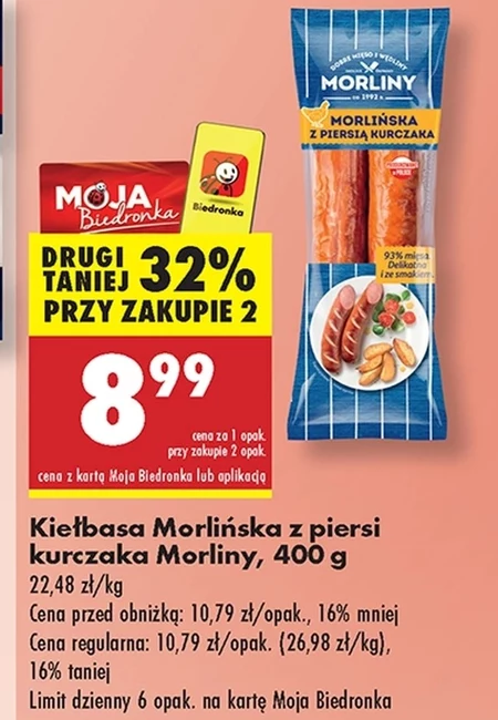 Morliny Kiełbasa morlińska z piersią kurczaka 400 g