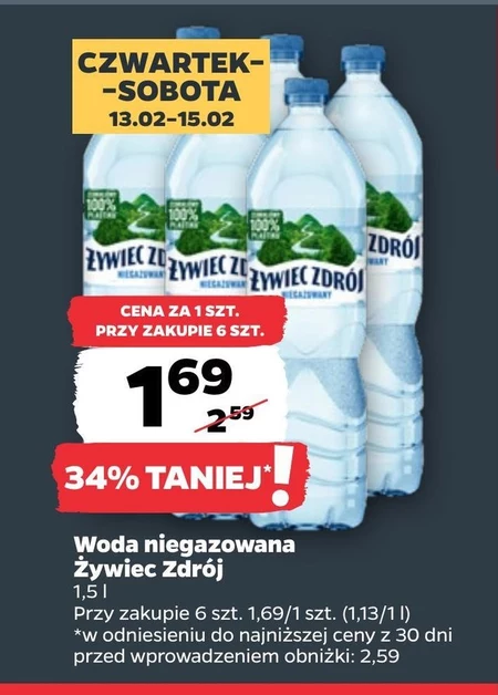 Żywiec Zdrój Niegazowany Woda źródlana 1,5 l