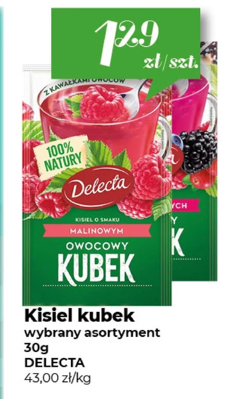 Delecta Owocowy kubek Kisiel smak malina 30 g