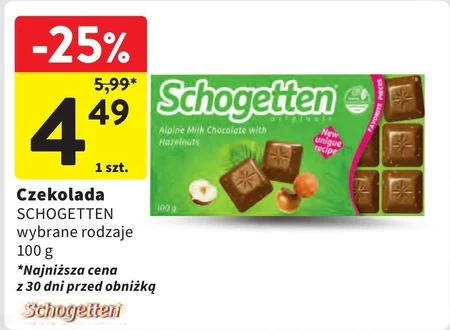 Schogetten Czekolada mleczna z orzechami laskowymi 100 g